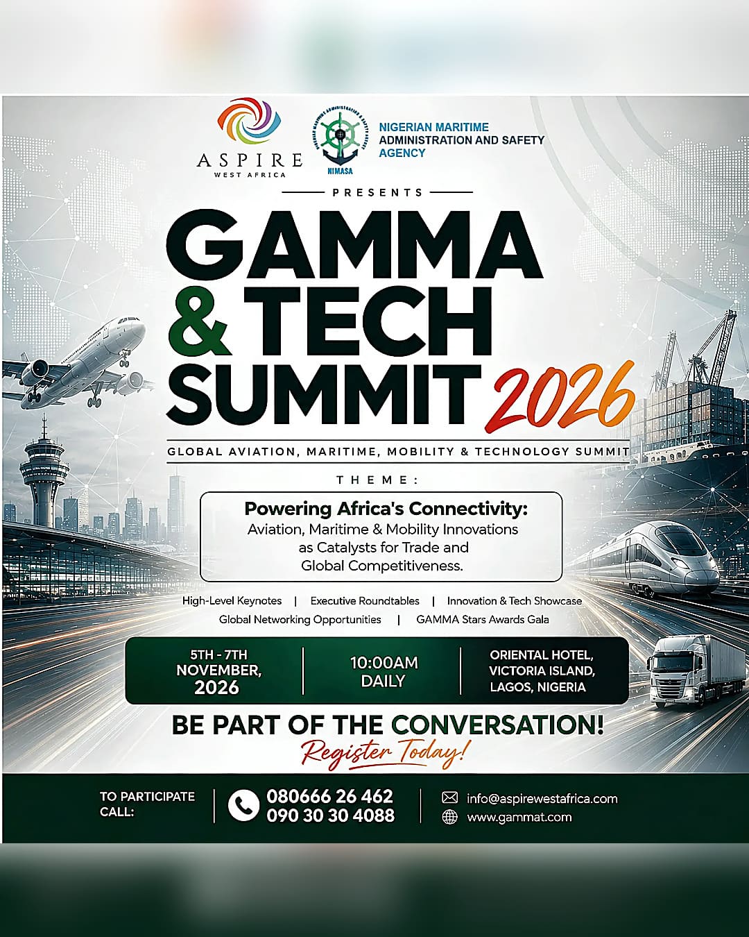 GAMMA & Tech Summit 2026 Global Aviation, Maritime & Mobility Access Summit